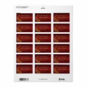 Royal Burgundy Gold Peacock Wedding Wine Favor Adressaufkleber (Vorne)