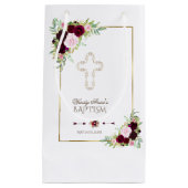 Royal Burgundy Marsala Floral Taufe Kleine Geschenktüte (Vorderseite)