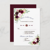 Royal Burgundy Marsala Floral Wedding RSVP (Vorne/Hinten)