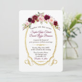 Royal Burgundy Marsala Hochzeit im Herbst Einladung (Stehend Vorderseite)