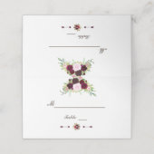 Royal Burgundy Marsala Tischnummer Platzkarte (Außenseite Aufgefaltet)