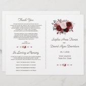 Royal Burgundy Pink Floral Gold Wedding Program (Vorne/Hinten)