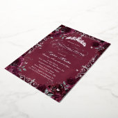 Royal Burgundy Silver Butterfly Rose Quinceanera Folieneinladung (Gedreht)