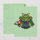 Royal Cabbage Samurai Warrior with War Fan Illustr Postkarte (Vorne/Hinten)