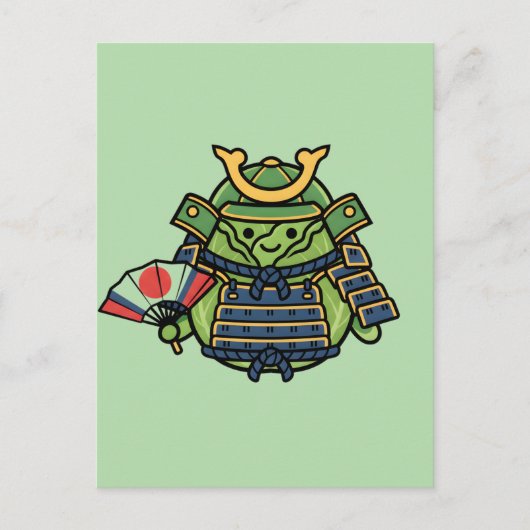 Royal Cabbage Samurai Warrior with War Fan Illustr Postkarte (Vorderseite)