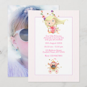 Royal Carriage Princess Birthday Foto Einladung