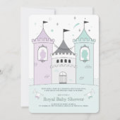 Royal Castle Boy Girl Twins Kinderdusche Einladung (Vorderseite)