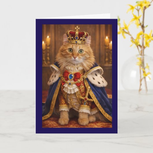 Royal cat birthday karte (Gelbe Blume)