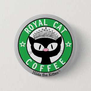 ROYAL CAT COFFEE Black Cat Round Button
