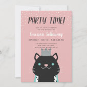 Royal Cat Pink Kindergeburtstag Party Einladung (Vorderseite)