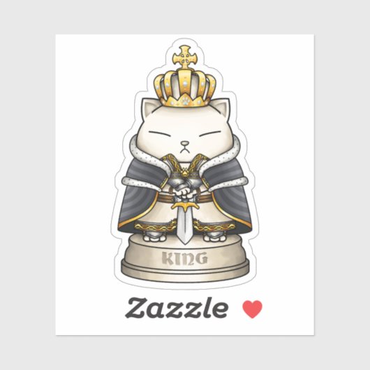 Royal Cat Schess King Piece Aufkleber (Blatt)