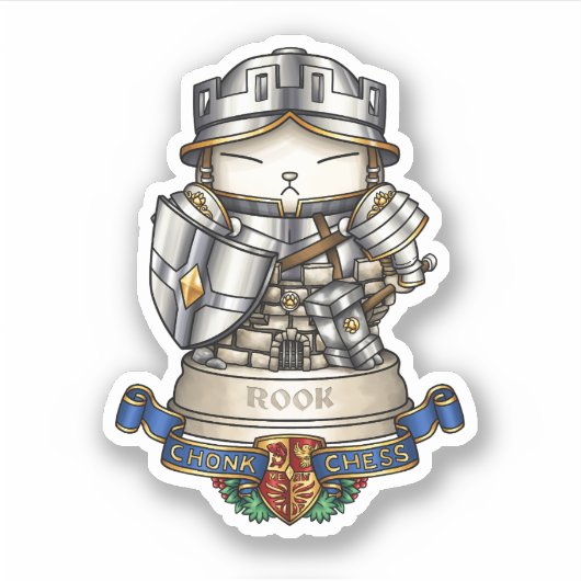 Royal Cat Schess Rook Piece Aufkleber (Vorderseite)
