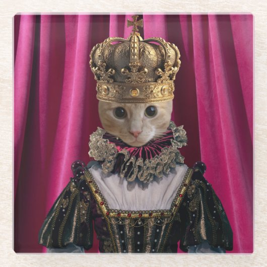 Royal Cat Square Glass Untersetzer (Vorderseite)