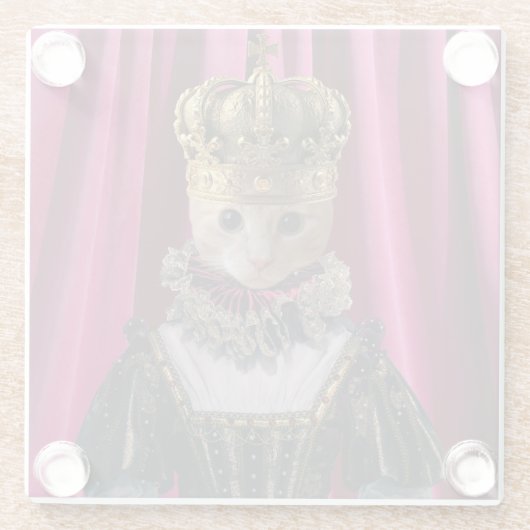 Royal Cat Square Glass Untersetzer (Rückseite)