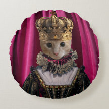 Royal Cat Square Round Throw Kissen