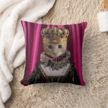 Royal Cat Square Throw Kissen