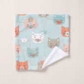 Royal Cats Pattern Badhandtuch Set (Waschlappen)