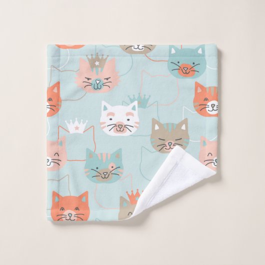 Royal Cats Pattern Badhandtuch Set (Waschlappen)