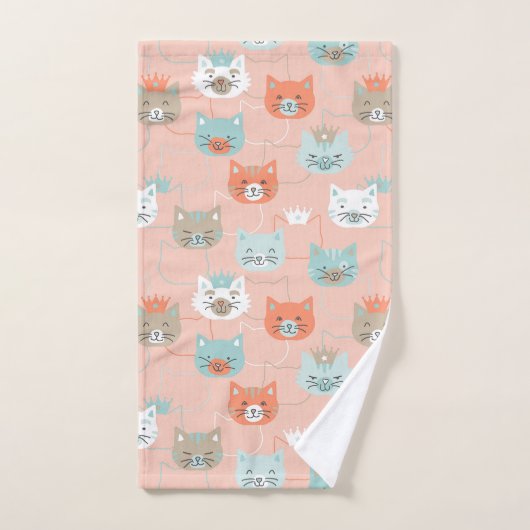 Royal Cats Pattern Badhandtuch Set (Handtuch)