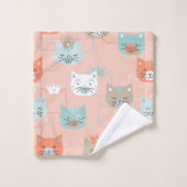 Royal Cats Pattern Badhandtuch Set (Waschlappen)