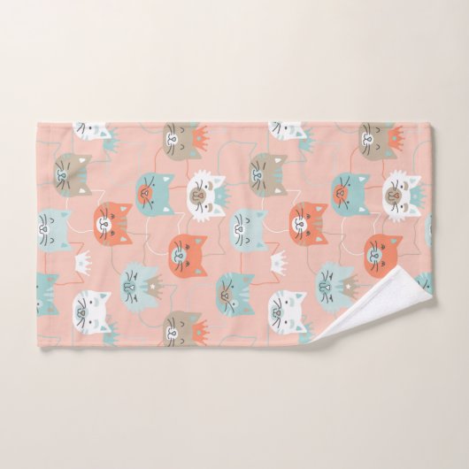 Royal Cats Pattern Badhandtuch Set (Handtuch)