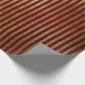 Royal Chic Golden Red Velvet Lines Geschenkpapier (Ecke)