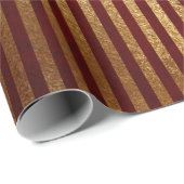 Royal Chic Golden Red Velvet Lines Geschenkpapier (Rolleneckpunkt)