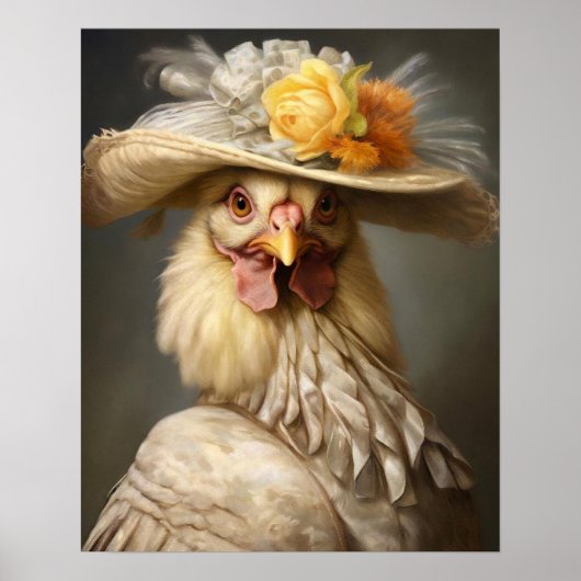 Royal Chicken Vintag Print, Renaissance Animal Poster (Vorne)