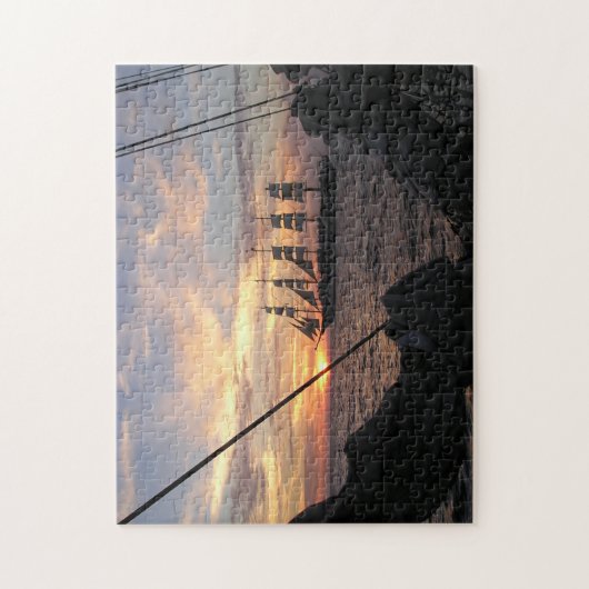 Royal Clipper Silhouette gegen den Sonnenuntergang Puzzle (Vertikal)