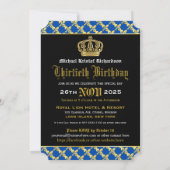 Royal Coat of Arms Blue Gold Löwe Emblem Geburtsta Einladung (Rückseite)