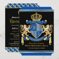 Royal Coat of Arms Blue Gold Löwe Emblem Geburtsta