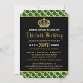 Royal Coat of Arms Green Gold Löwe Emblem Geburtst Einladung (Rückseite)