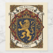 Royal Coat of Arms Luxury Lion Rampant Weinetikett (Einzelnes Label)