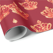 Royal Collection Gold und Red Crown Geschenkpapier (Rolleneckpunkt)
