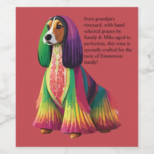 Royal & Colorful Afghan Hound Weinetikett (Einzelnes Label)