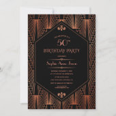 Royal Copper Black Great Gatsby 20's Birthday Part Einladung (Vorderseite)