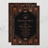 Royal Copper Black Great Gatsby 20's Birthday Part Einladung (Vorne/Hinten)
