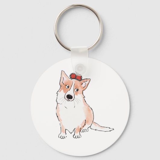 Royal corgi button key ring schlüsselanhänger (Vorderseite)