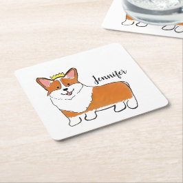 Royal Corgi Hund personalisiert Rechteckiger Pappuntersetzer