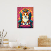 Royal Corgi mit Crown - Funny Pop Art Poster (Küche)