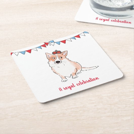 Royal Corgi Square Untersetzer (angewinkelt)