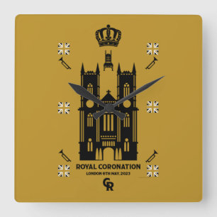Royal Coronation Westminster Abbey Quadratische Wanduhr