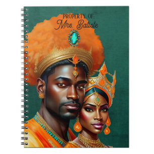 Royal Couple King Queen Orange Gold Aquamarin Notizblock
