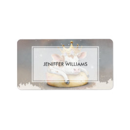 Royal Cow Dreaming on Cheese Throne                Adressaufkleber