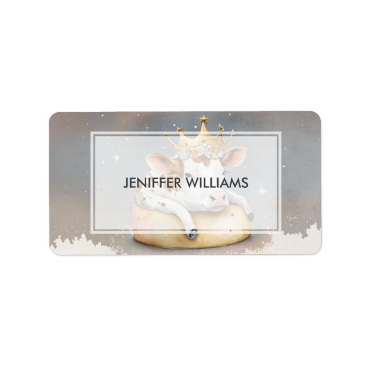 Royal Cow Dreaming on Cheese Throne                Adressaufkleber (Vorne)