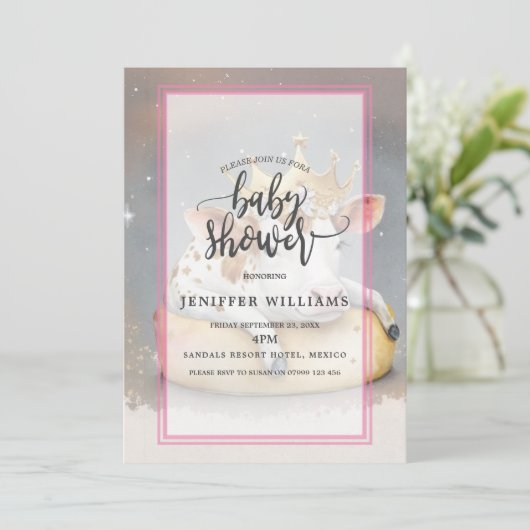 Royal Cow Dreaming on Cheese Throne Einladung (Stehend Vorderseite)