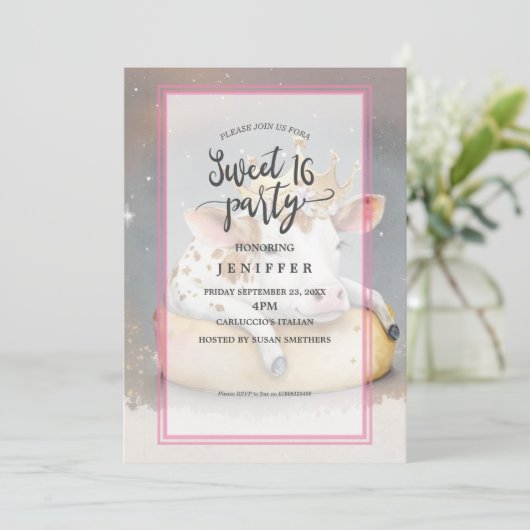 Royal Cow Dreaming on Cheese Throne Einladung (Stehend Vorderseite)