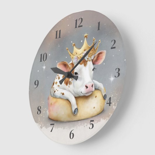 Royal Cow Dreaming on Cheese Throne                Große Wanduhr (Winkel)