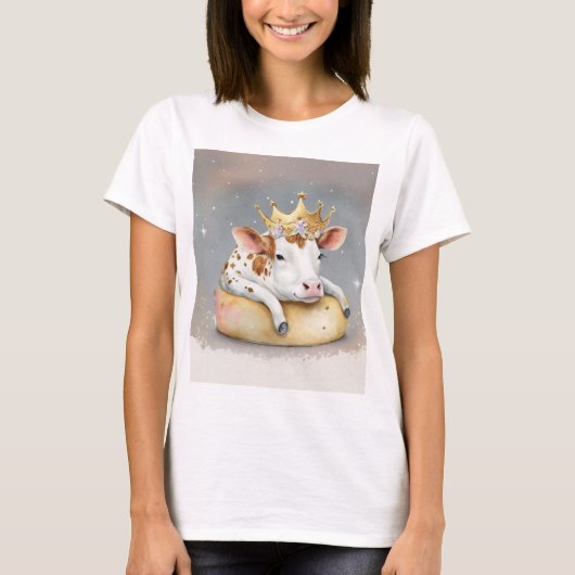 Royal Cow Dreaming on Cheese Throne T-Shirt (Vorderseite)