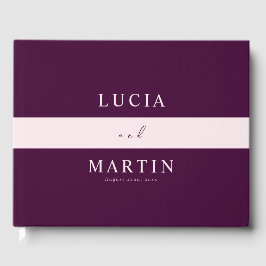 Royal Crimson Pink Line Typografy Wedding Gästebuch